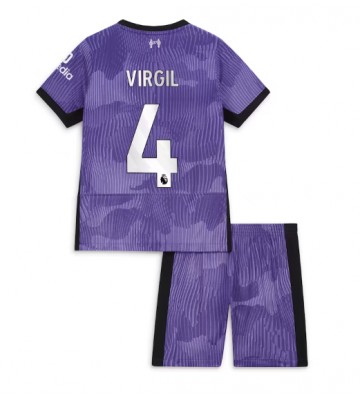 Liverpool Virgil van Dijk #4 Tredje Kläder Barn 2023-24 Kortärmad (+ Korta byxor)